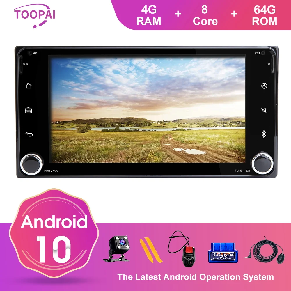 TOOPAI Android 10 для Toyota Universal RAV4 COROLLA CAMRY Авто Радио Стерео GPS навигация автомобильный