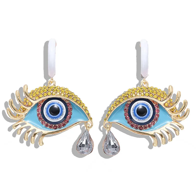 Dvacaman, металлические модные серьги обруча в виде животных, Boho, много цветов, злой глаз/лимонный кристалл, массивные серьги для женщин, подарок, макси ювелирные изделия