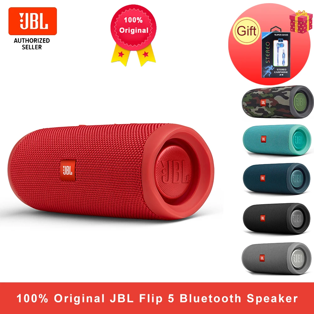 Оригинальный JBL Flip 5 Bluetooth Динамик мини Портативный IPX7 Водонепроницаемый