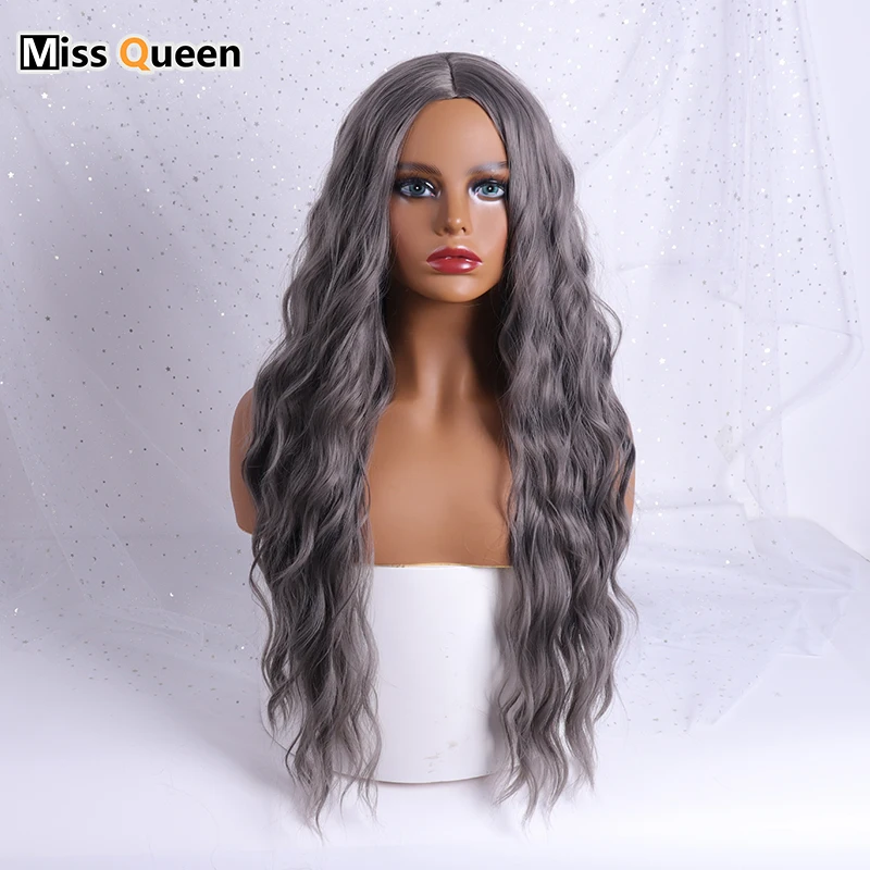 MISS QUEEN 22 Inch Pink Wavy Wig Cosplay Natural Synthetic Women's Red Silver 8 Color Heat Resistant Hair | Шиньоны и парики