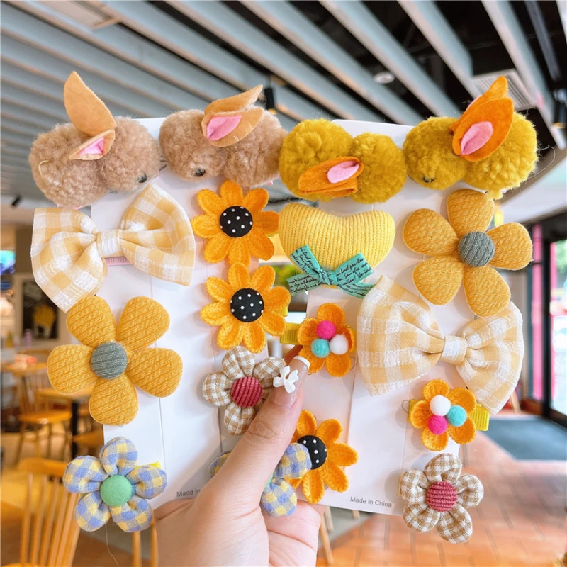 

8/9 Pcs/set Cute Cartoon Rabbit Hair Clips for Children Girls Sweet Bow Flower Hairpins Bangs Barrettes Kids Hair Accessories
