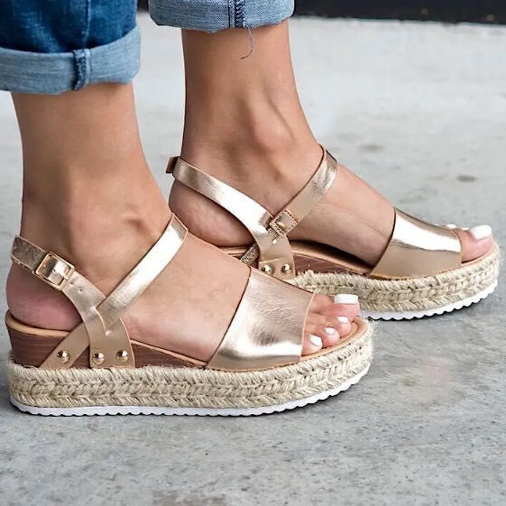 Женские босоножки Летние модные женские сандалии с пряжкой на ремешке пляжные