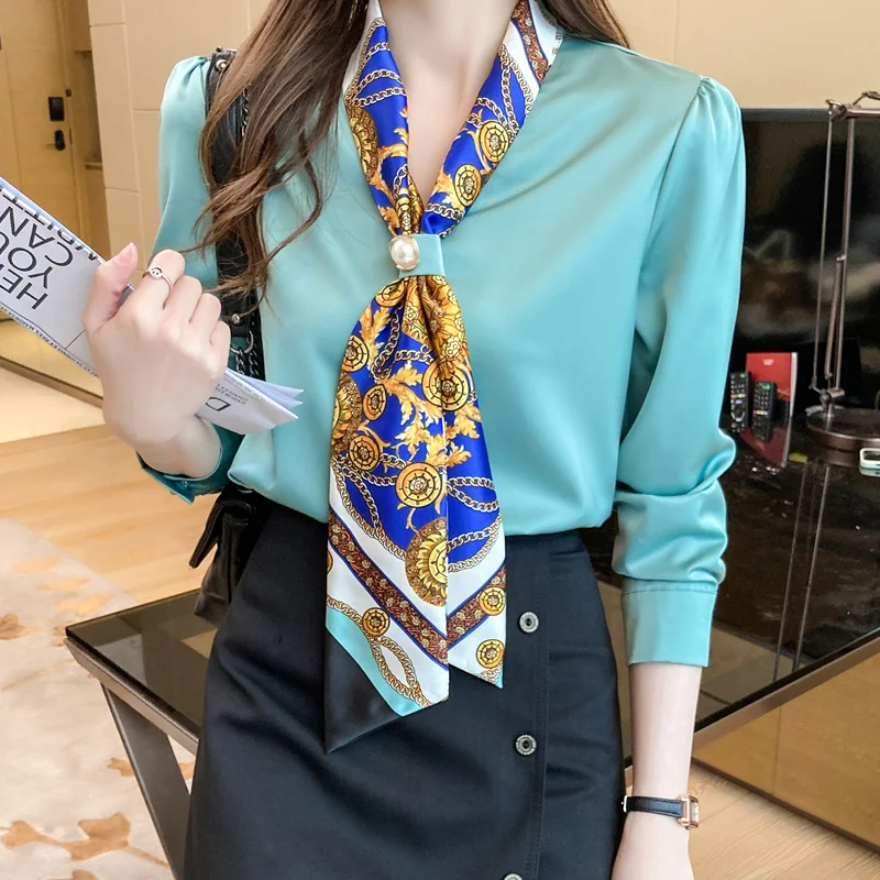 

Шифоновая женская рубашка Chikichi, Новинка осени 2021, блузка в полоску, элегантная рубашка, Топ с длинным рукавом для женщин