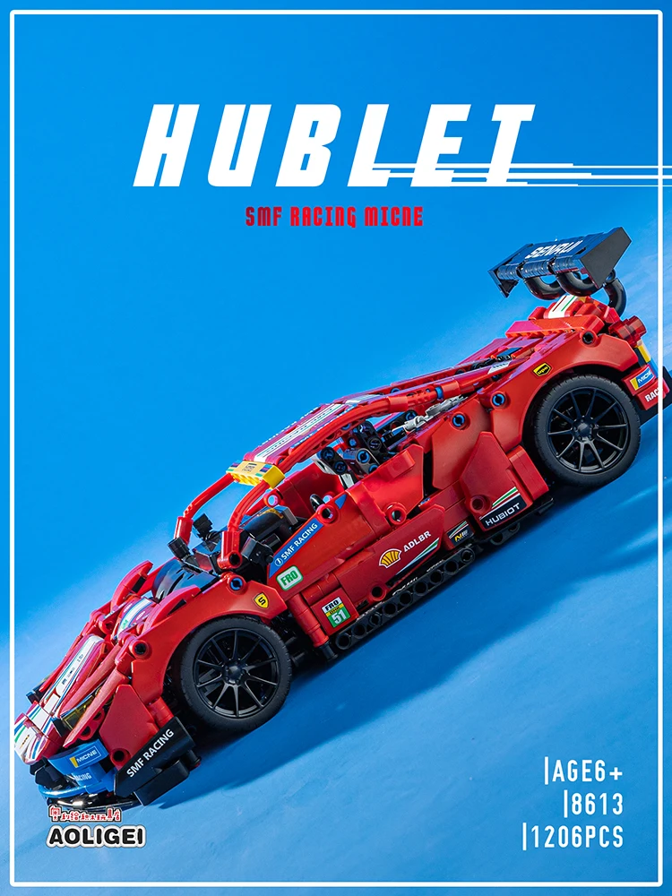 

1206PCS Technical Red 488 Racing GTE Super Speed Sports Racer Car Model Building Blocks MOC Bricks Set Gifts Toys Children Kid