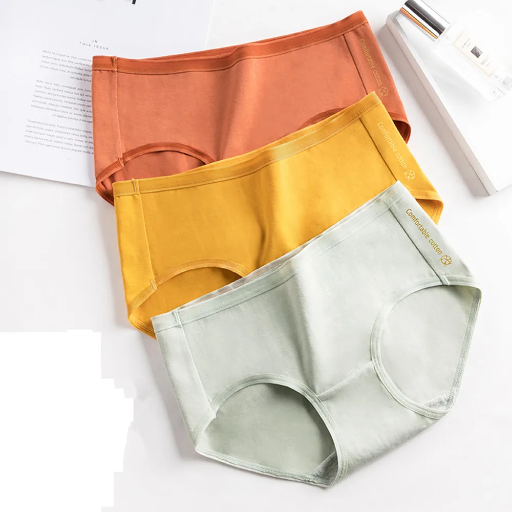 

3Pcs Women Panties Lady Soft Cotton Underwear Girls Breathable Seamless Mid Waist Briefs Women Cute Sexy Lingerie Intimates New
