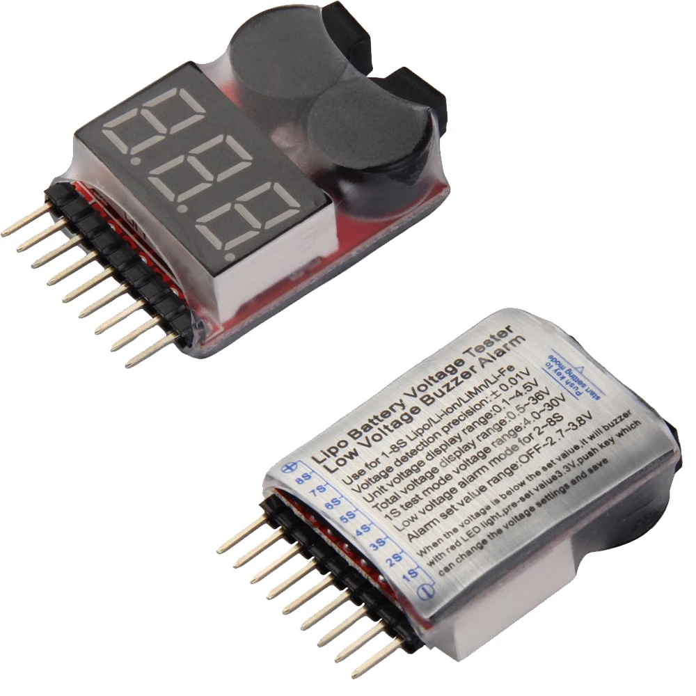 1-8S светодиодный Lipo индикатор напряжения тестер низкого зуммер сигнализация для
