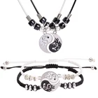 Парные Подвески ожерелье для пар BFF Tai Chi Yin Yang Дракон узор цепь Белый Черный дружба ожерелья браслет ювелирные изделия