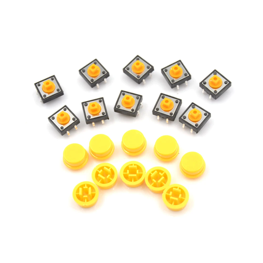 10 шт./лот B3F 4055 тактильный переключатель с колпачками 12x12x7 3 мм 4P DIP PCB Mount мгновенный