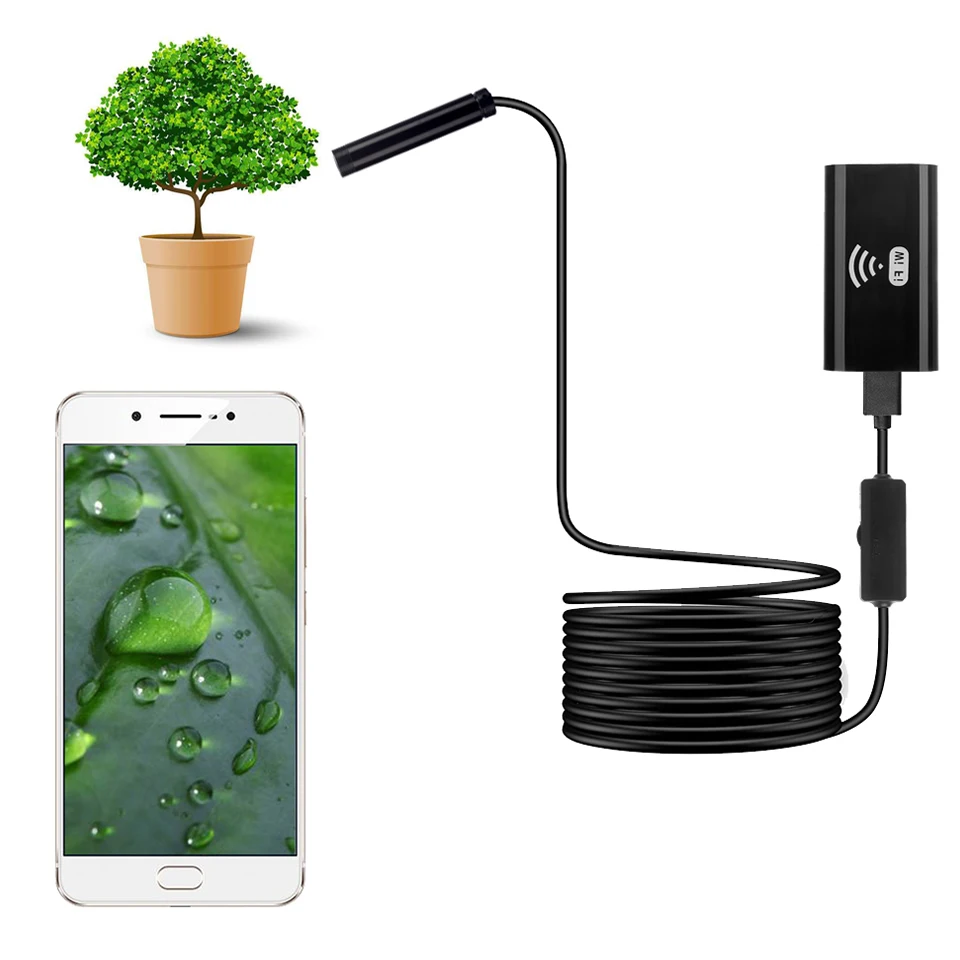 WI-FI эндоскоп Камера мини Водонепроницаемый мягкий кабель инспекции 8 мм 1 м USB