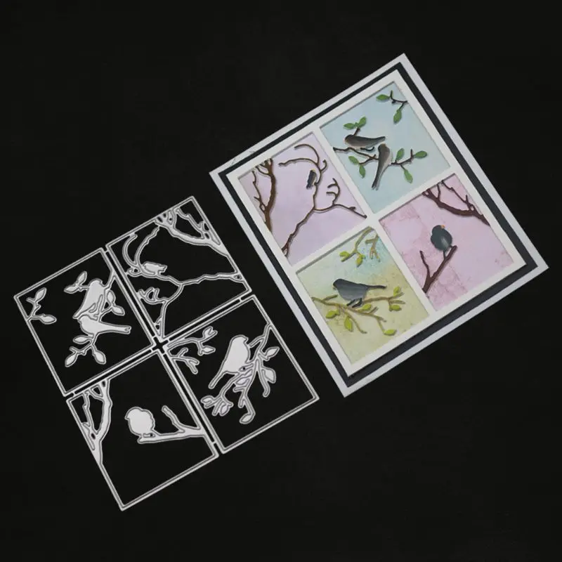 Птички на ветке металлические Вырубные штампы Трафаретный Скрапбукинг DIY штамп