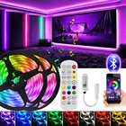 Светодиодная лента RGB SMD 5050 2835, гибкая умная Led лампа с управлением музыкой и синхронизацией, для спальни, стен, 12 светодиодный постоянного тока