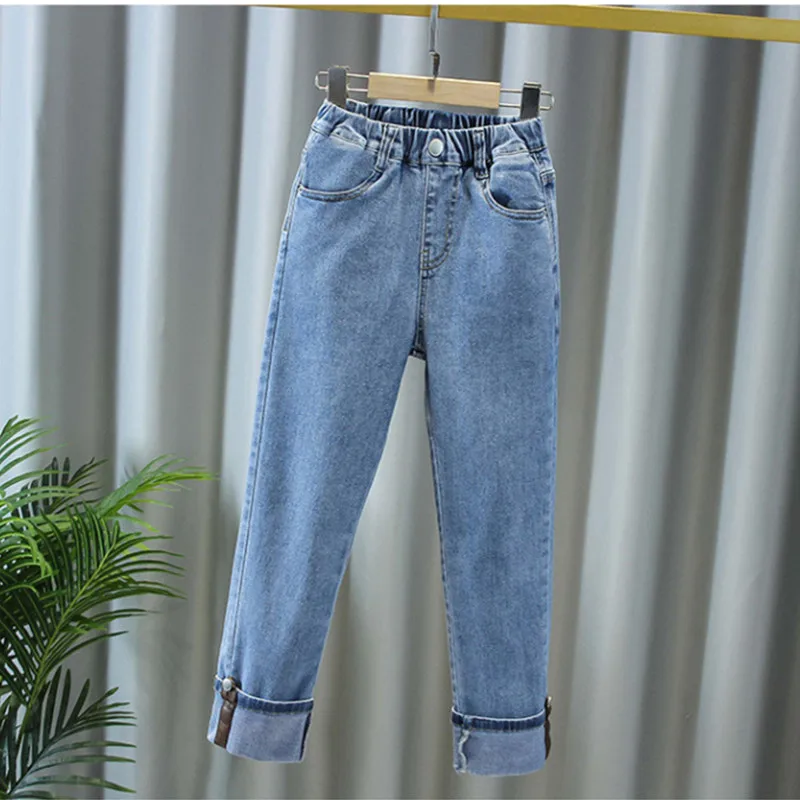 

New Girls Straight-Leg Jeans, Kids Spring And Autumn Fashion Straight-Leg Pants, Children's Roll Up Trousers For 110-170 cm
