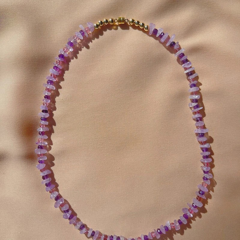 

2022 Summer New Bohemian Natural Stone Necklace Exquisite Choker Necklace Sweet Gilr Charm Jewelry