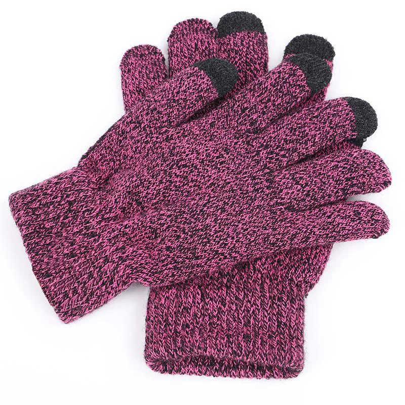 

6 Colors Brand Knit Gloves Man Woman Warm Mittens Plus Velvet Thicken Gloves For Touch Screens Wool Cashmere Unisex