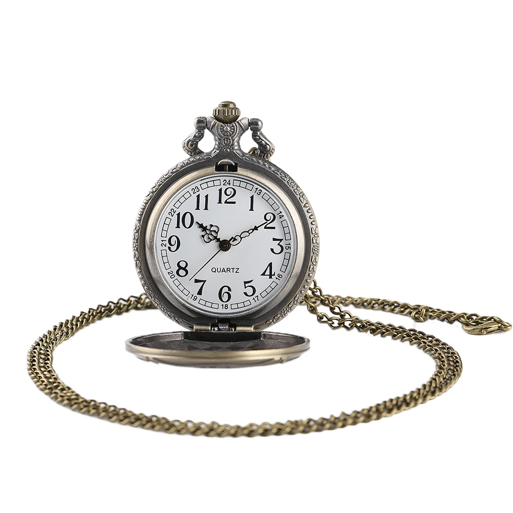 Карманные часы пожарный красный узор Полный Охотник бронзовые Кварцевые