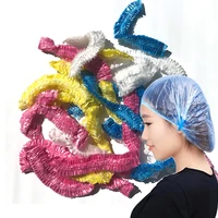 50pcs disposable shower cap plastic waterproof transparent color shower hat hotel for travel home one time bathroom products