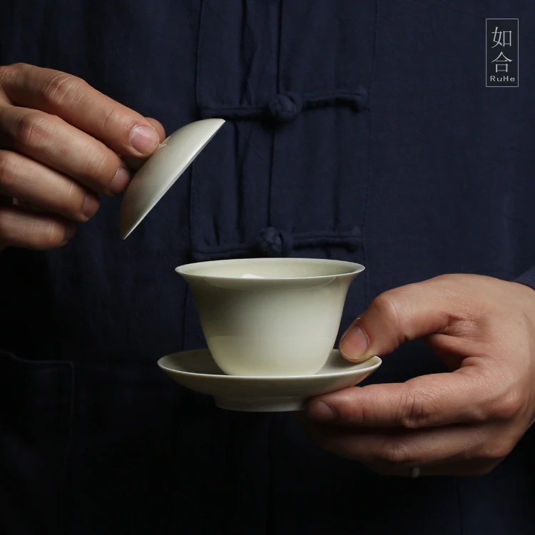 

Серая, зеленая, серая глазурь, тонкий корпус, ретро Крытая чаша, чаша санкai, керамический чай кунгфу, уникальный дзен чайный набор, подарок