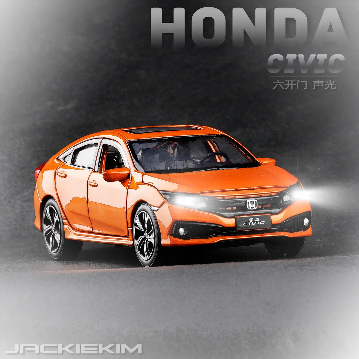 

Модель автомобиля Honda Civic 1/32 года, модель автомобиля из сплава с 6 открывающимися дверцами, модель со звуком и светом, детская Игрушечная маши...