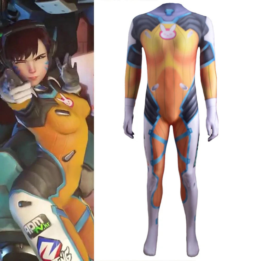 Женский/Детский костюм для косплея OW D.Va Черничный супергероя зентай из лайкры и