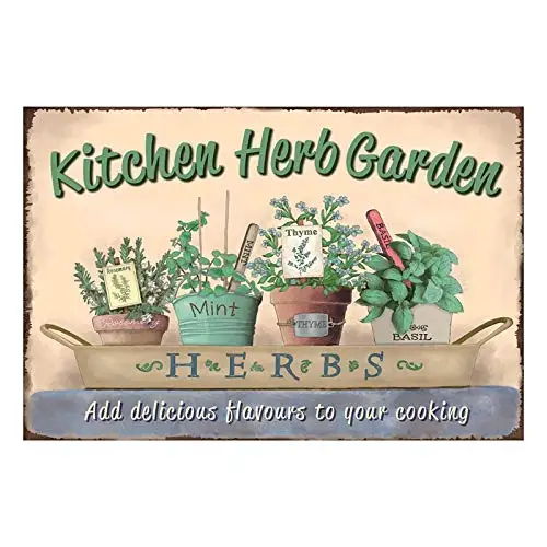 

Kitchen HERB Garden Vintage Retro Tin Sign Home Pub Bar Deco Wall Decor Poster Size Farmhouse Home Decor Anime Decor