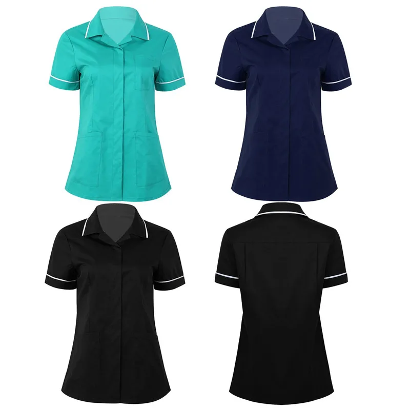 Женская женская униформа топы с короткими рукавами и пуговицами ity Maid s Cares