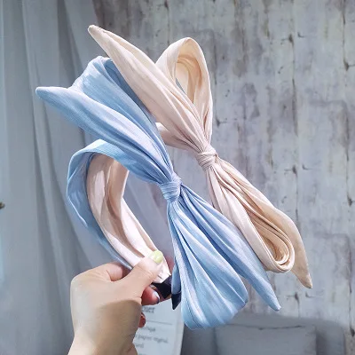 

Fashion Girls Hair Accessories Pearl Headband Big Bow Knot Hairband Non-slip Teeth Hair Band Turban Hair Accessories