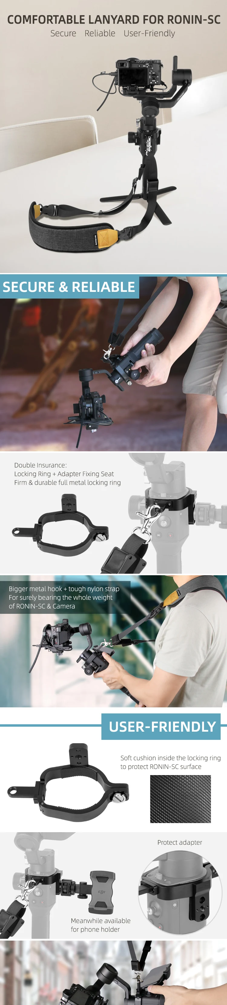 Sunnylife DJI RONIN-SC аксессуары Висячие веревки пряжки ремешок Пояс слинг застежка для RONIN-SC Gimbal камера стабилизатор защита