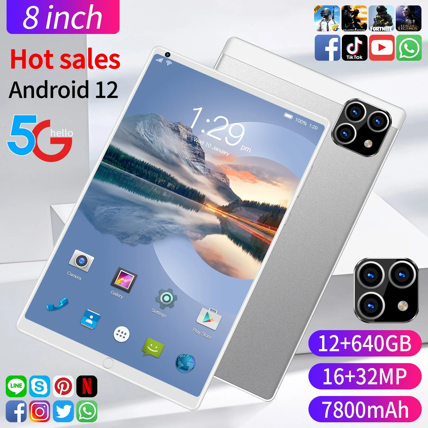 Планшет глобальная версия K10 8 1 дюйма Android 640 12 Гб ОЗУ ПЗУ ядер 16 Мп + 32 МП пиксель GPS