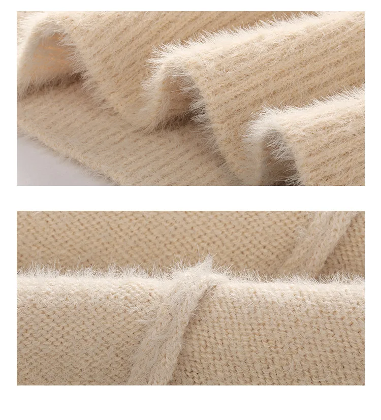 

Embroidery Mink Cashmere Sweater 2020 Autumn Winter Thicken Sweet Casual Solid Color Warm Pullover Pull Femme