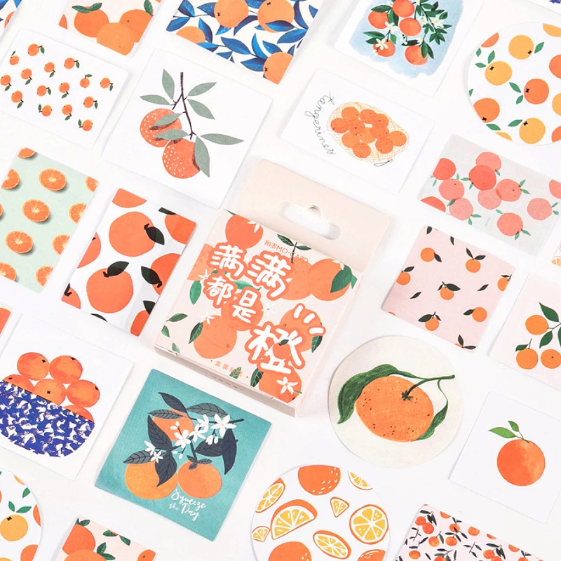 

46 pcs/box Full of orange series Journal Decorative Stickers Scrapbooking Stick Label Diy Diary Stationery Album Fruits Stickers