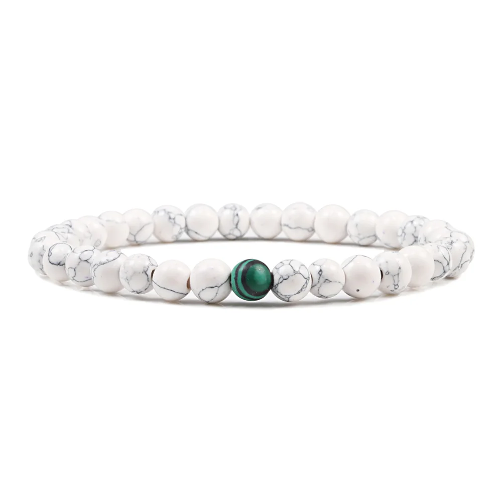Black Pine-Malachite Пары расстояние бусины браслет Классические черные матовые зелёные малахитовые браслеты подходят для женщин и мужчин Йога эластичная прядь ювелирных изделий - Окраска металла: Black Pine-Malachite