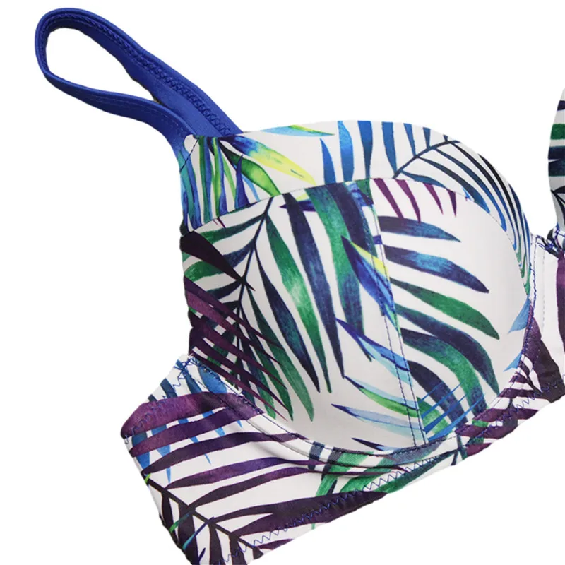 Женские комплекты бикини с принтом и чашками пуш-ап Привлекательный бюстгальтер