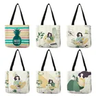 Здравствуйте, летняя художественная сумка в скандинавском стиле для отдыха, женская сумка для покупок с принтом, женская сумка через плечо, сумка-тоут, многоразовые сумки для покупок для продуктов