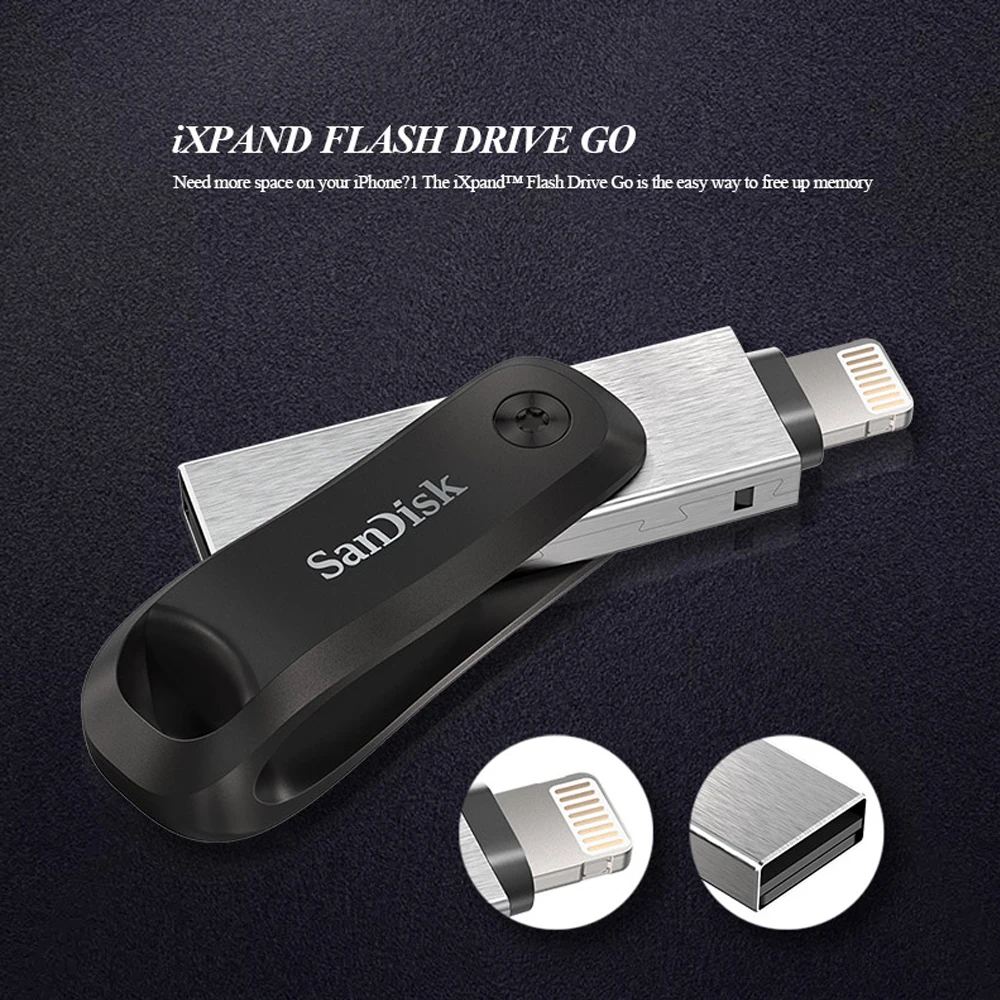 sandisk 256gb ixpand flash drive go sdix60n 128gb pendrive usb3 0 disk lightning connector pen drive for iphone ipad usb stick free global shipping