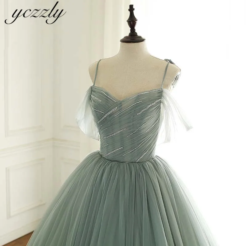 Vestido De Noiva Princesa элегантное платье на тонких бретельках бальное платье со стразами зеленое свадебное платье Длинные свадебные платья с открытыми плечами