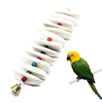 interactive bird toys creative calcium stone toy for parrot parakeet colorful bird cage hanging beads toys with bell supplies