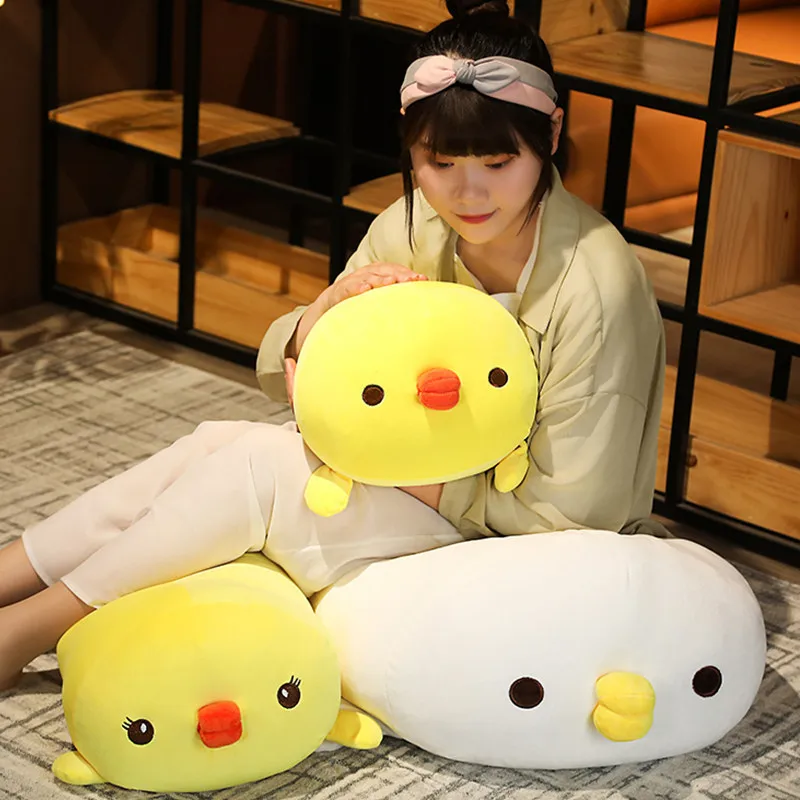 Almohada de peluche suave con dibujos de animales para dormir, cojín de felpa cómodo con forma de pollo amarillo y blanco, 25/40/60cm