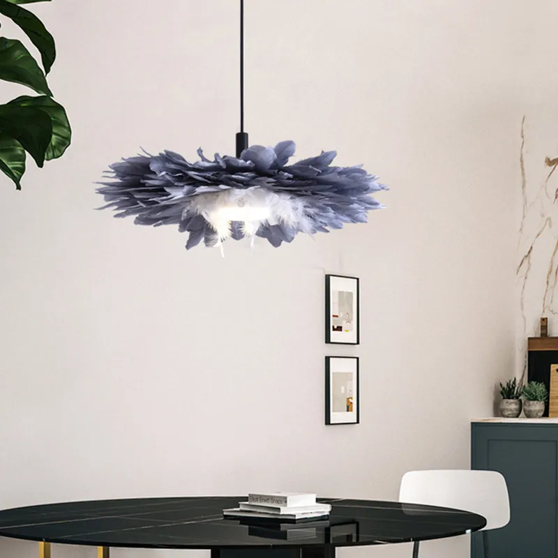 Светодиодный подвесной светильник с гусиным пером для спальни столовой бара