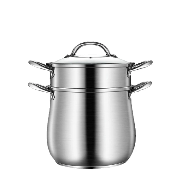 

2 Tier Stainless Steel Steamer Pot Soup Pot Large Capacity Food Steamer Soup Pot Gas Induction Cooker Stoompan Cooking Utensil