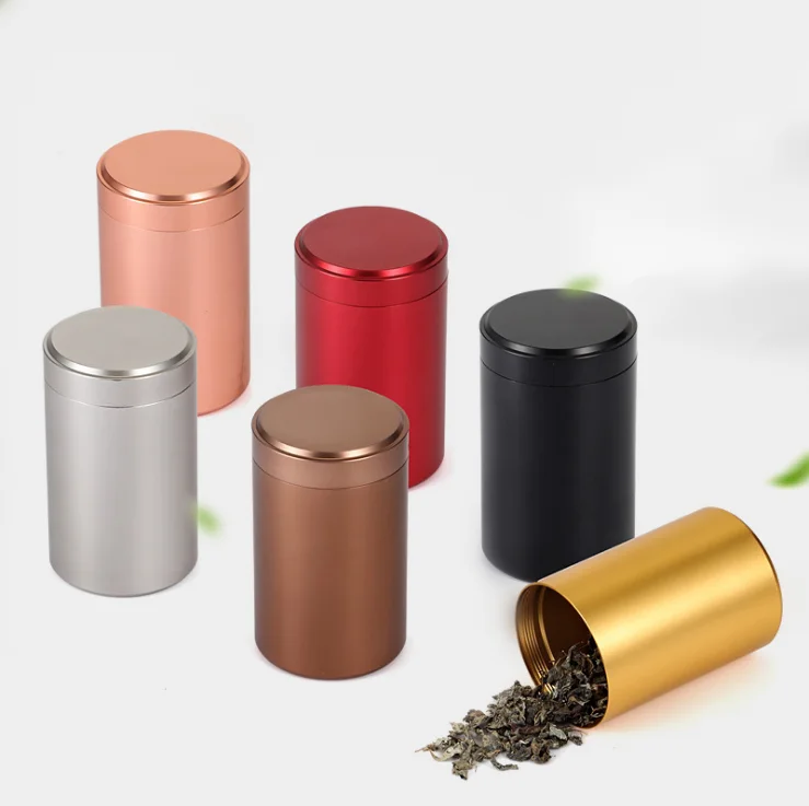 

Empty Canister plain colored Metal Round Packaging Cans Box Tea Tins