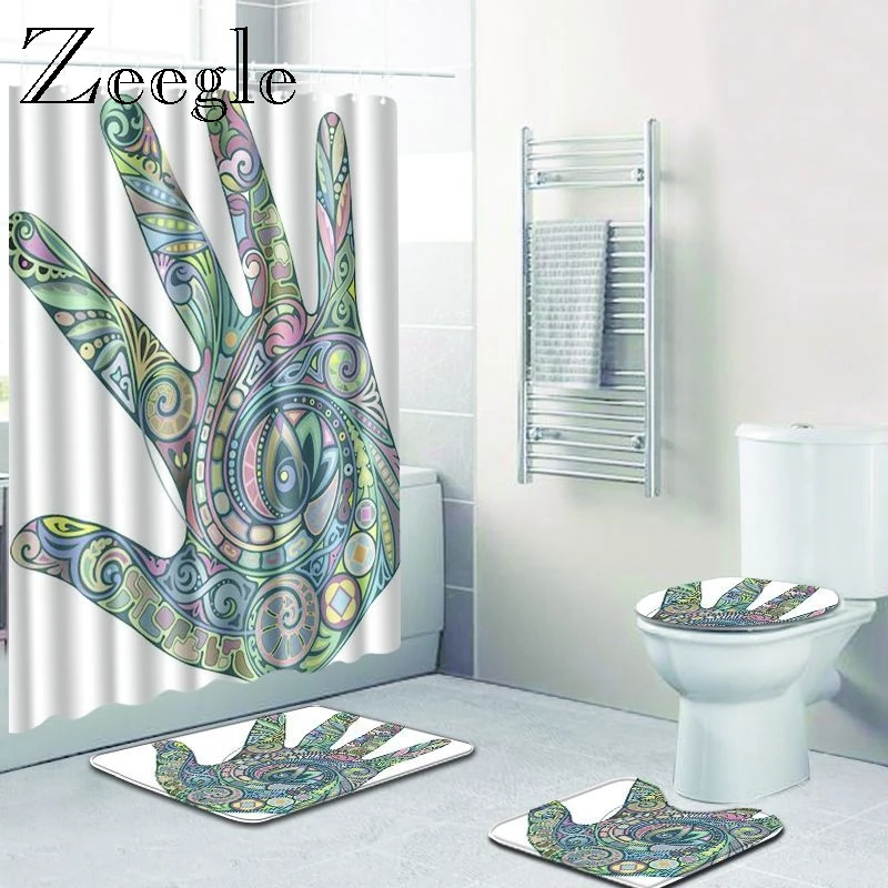 Нескользящий мультяшный напольный коврик Zeegle набор занавесок для ванной комнаты