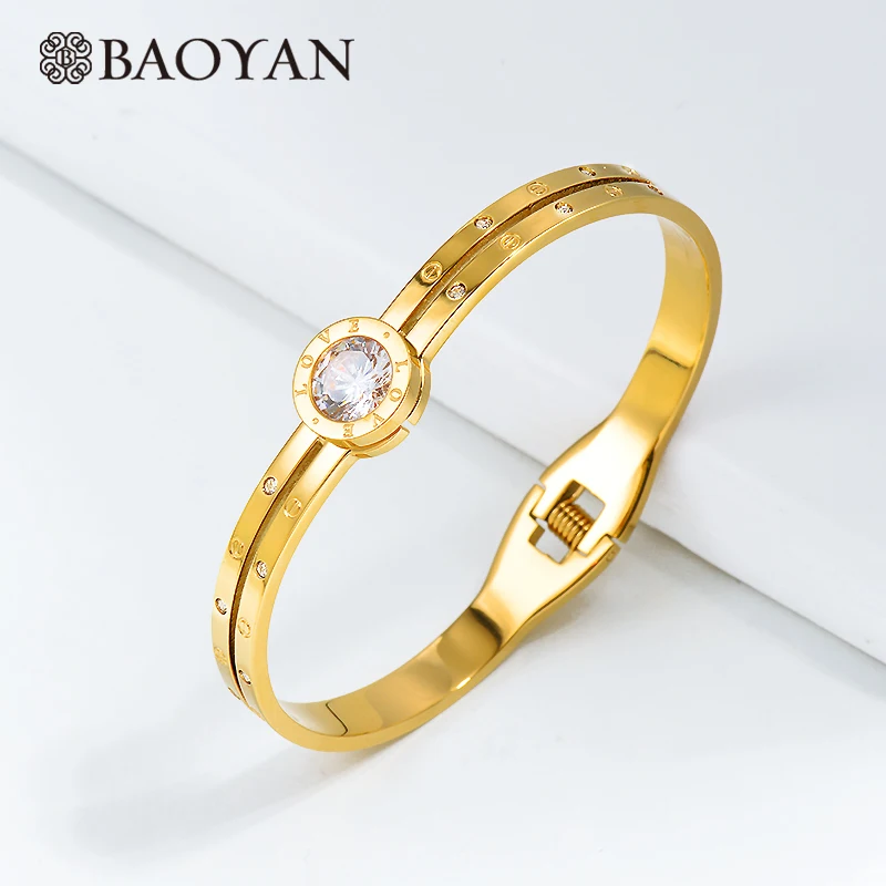 Baoyan простой кубический циркон браслеты модный бренд винт любовь браслет