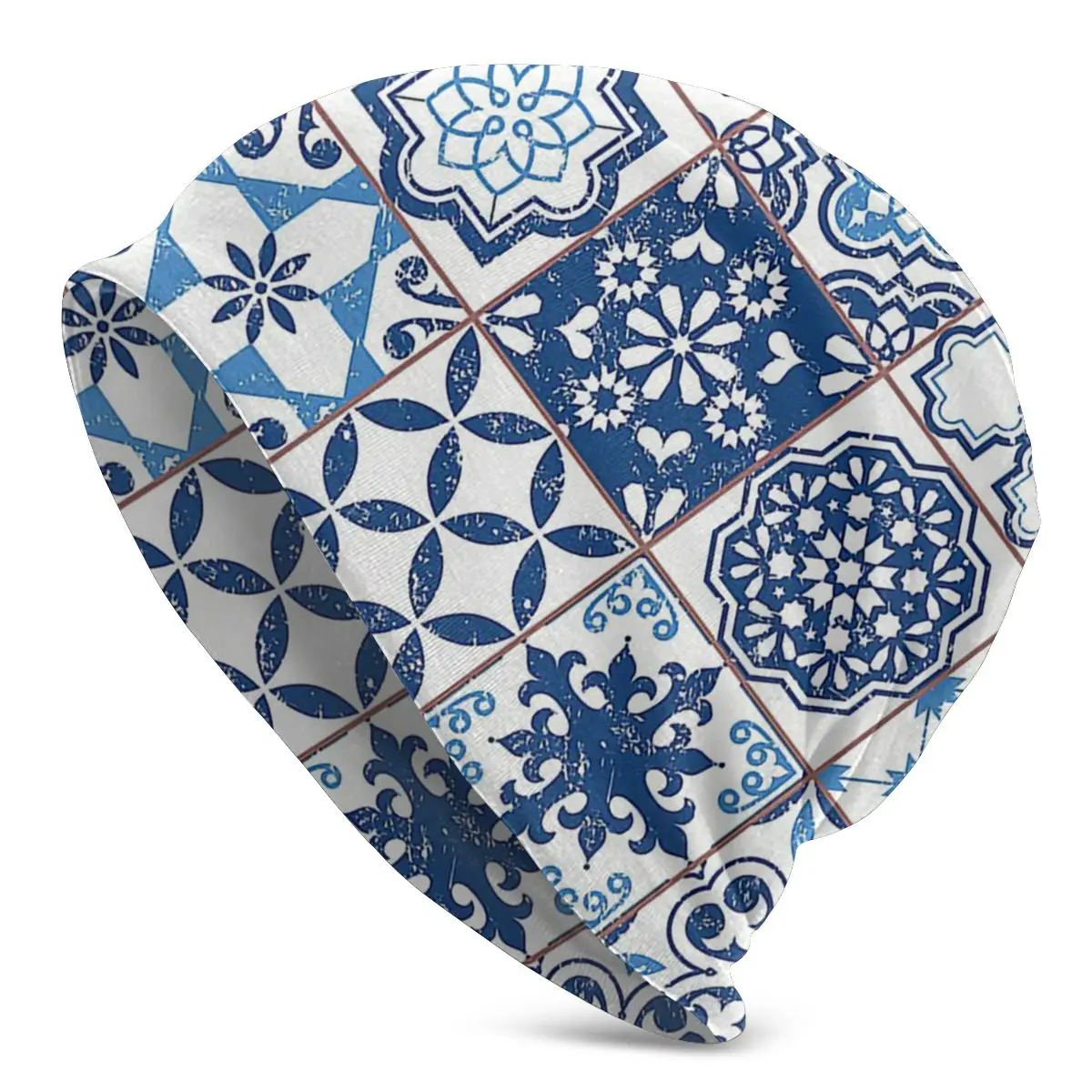 

Португальская промытая теплая шапочка Azulejos, ветрозащитные повседневные облегающие шапки, защитные мужские и женские шапки