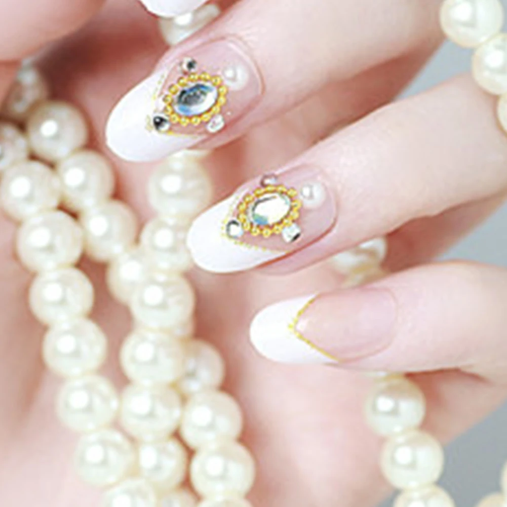 Французский стиль искусственные ногти наконечники со стразами накладные