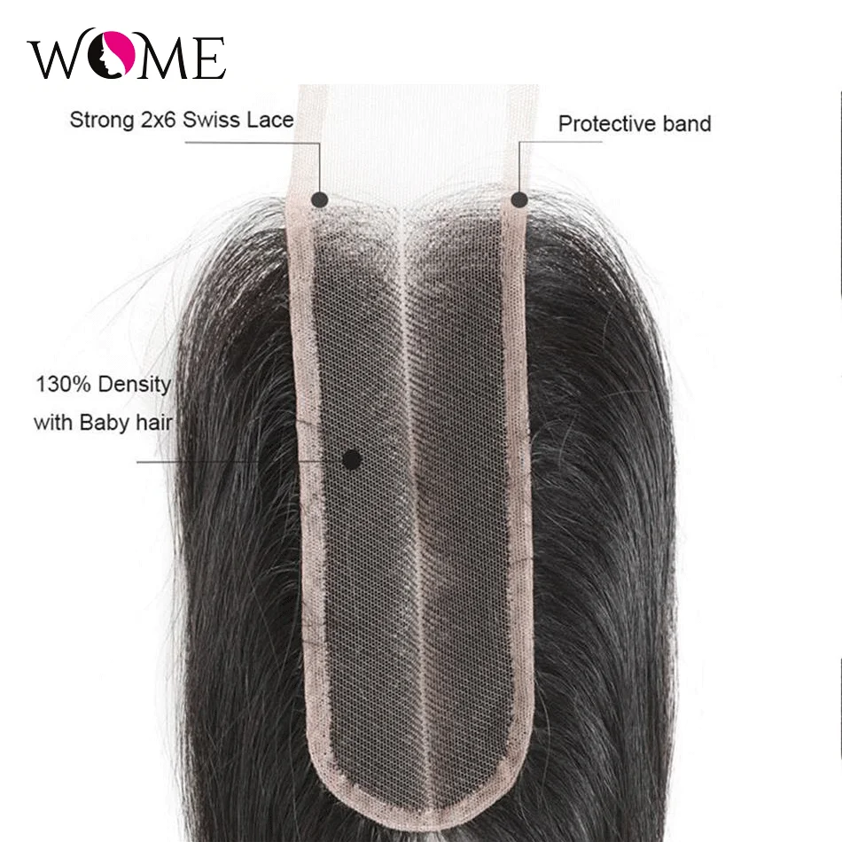 

Wome 6x2 Lace Closure And Human Hair Bundles With 6x2 Closure Brazilian Hair Weave Bundles Body Wave 3 Bundles With Closure