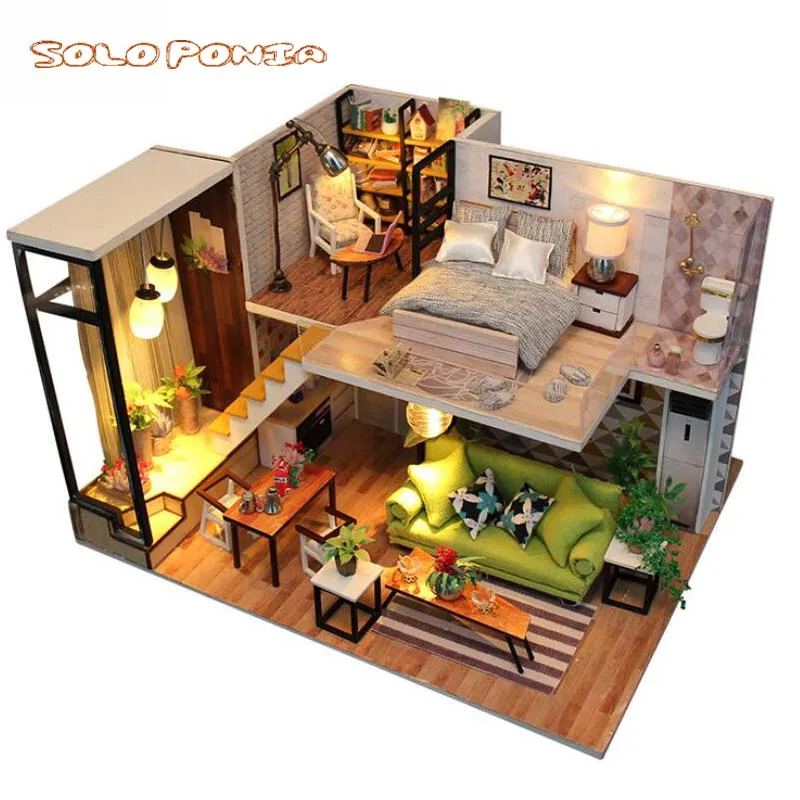 Деревянный дом сделай сам миниатюры с мебелью миниатюрный домик кукольный