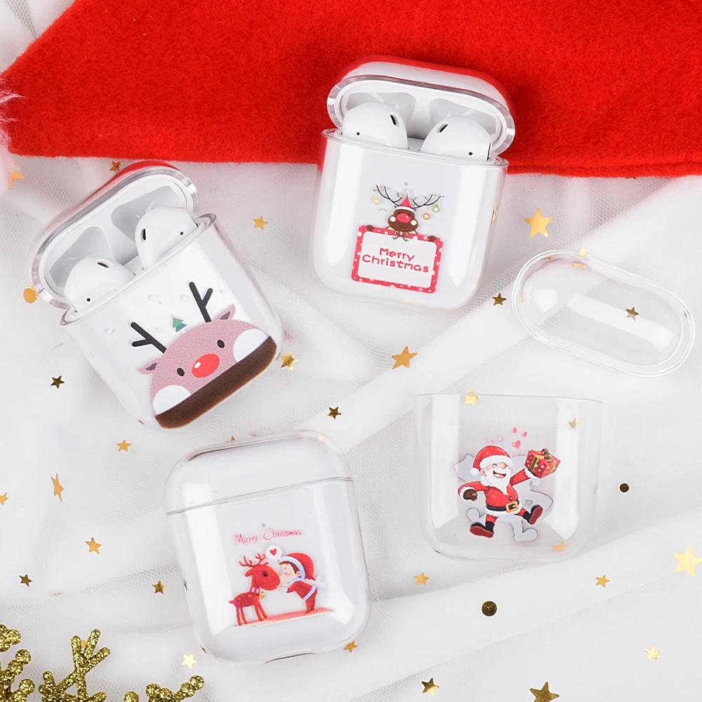 Для Air Pods супер милые Мультяшные рождественские прозрачные Bluetooth беспроводные