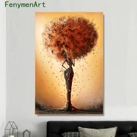 abstract black and gold woman tree canvas painting african art wall posters and prints canvas picture for living room home decor