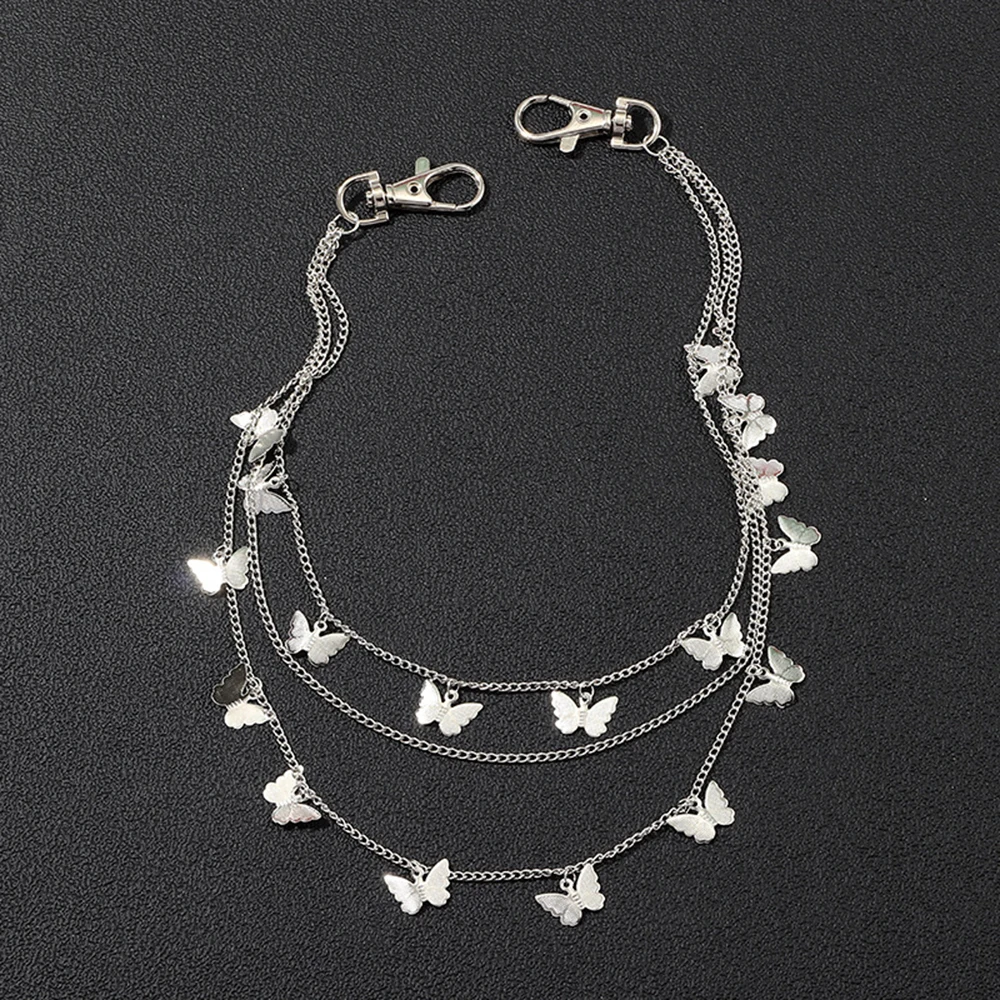 

Chic Butterfly Multilevel Layer Metal Chains Waist Key Chain Fashion Side Metal Kettingriem Accessories Jewelry For Jeans