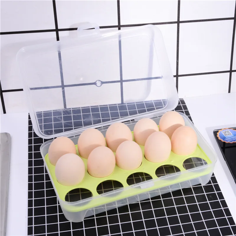 

Clear 15 Grid Single-Layer Egg Box Basket Organizer Plastic Egg Food Container Storage Box Home Kitchen Transparent Case Egg Box